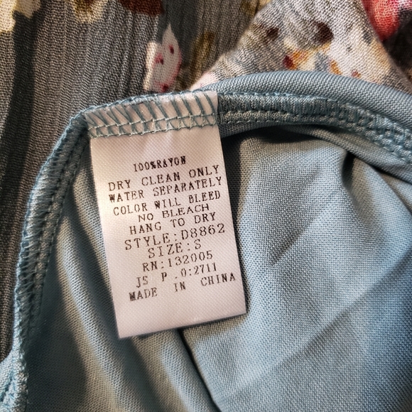 Entro Teal Floral Dress w/ Crochet Detail - Picture 4 of 4